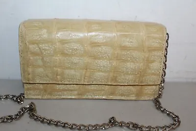 New Margui Webster Bag Clutch Shoulder Bag Crocodile Alligator Beige Purse • $369