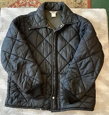 Vintage Big Smith Black Diamond Quilted Jacket Coat Full Zip Size XL Made In USA • $34