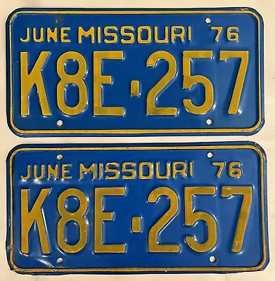 1976 Missouri Automobile License Plate Matched Pair / Set K8E-257 • $39.99
