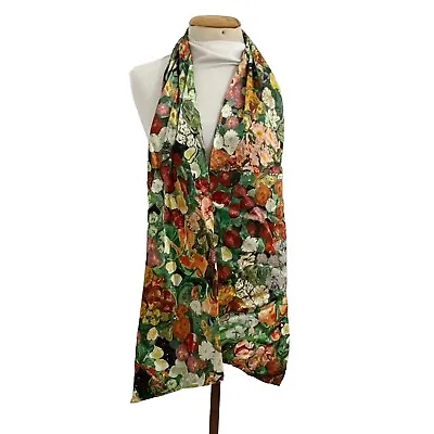 UNBRANDED FLORAL MULTI COLOR LONG Silk Scarf 70/8  In #A100 • $13.95