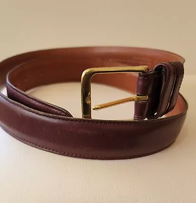 Coach Mens Belt Burgundy Leather Size 36 Gold Tone Brass Buckle Made In USA VTG • $35.09