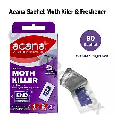 New ACANA Moth Killer Sachet & Moths Repellent Freshener Fabric Lavender • £27.95