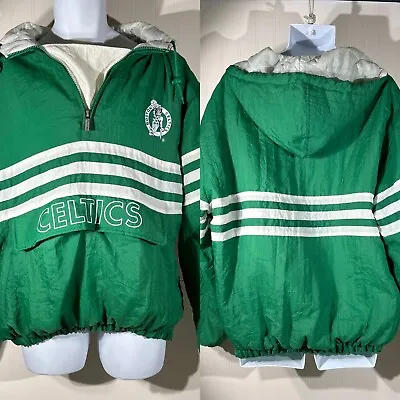 Vintage  Boston Celtic Starter Hooded Pull Over Jacket NBA Men RARE Sz (L) • $140