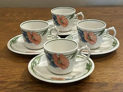 Villeroy & Boch Amapola Demitasse Cup & Saucer(s) Set Of 4 Multicolor MultAvail • $48