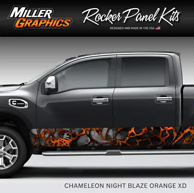 Camo  Chameleon Night Blaze Orange XD  Rocker Panel Decal Wrap Kit For Truck SUV • $79.99