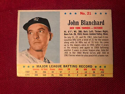 1963 Post Baseball #21 - John Blanchard NY Yankees • $24