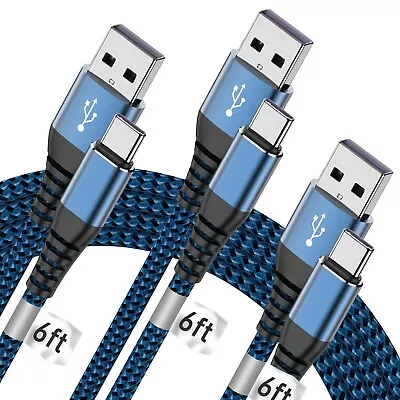 USB Type C Cable 6ft [3 Pack] Fast Charger For Samsung Galaxy A10/A20/A51/S10 • $12.99