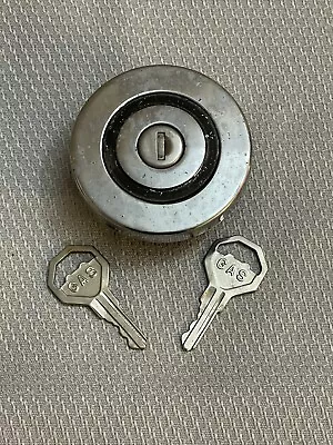 Vintage Chrome Locking Gas Cap With 2 Keys Click J FAST FREE SHIPPING LOOK!! • $19.99