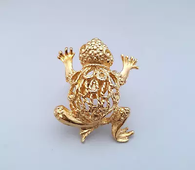 Vintage Gold Tone Scarf Clip Open Work Leaping Frog • $12