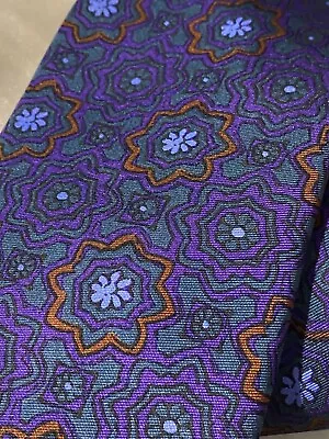 David Chu Silk Neck Tie Abstract Flowers Gray Purple • $18