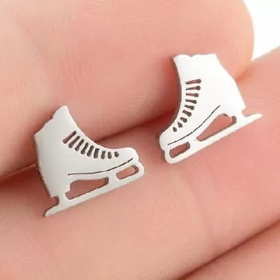 Silver Ice Skate Earring - Silver Stud Ice Skating Figure Skate Sport Earrings - • £3.99