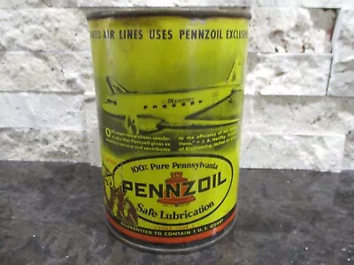 $32 • Buy Rare ~ 1940's Pennzoil United Airlines Motor Oil  1 Qt. Full Metal Can.