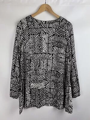 Marimekko Siggur Morri Ladies Geometric Pattern Tunic Blouse Size 42 • $43.20