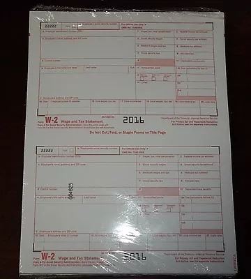 2016 10 Employee Adams W-2  W2 Kit 6-part Irs Tax Forms Laser Inkjet + Envelopes • $12.50