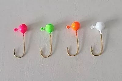 10 - 1/32oz BALL JIG HEADS - NO COLLAR - #8 Gold Hook - Panfish Crappie  Perch • $9.99