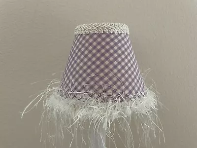 Lavender Gingham Fluffy-trim Chandelier Shades 5  Mini Lamp Sconce Shade Girls • $5