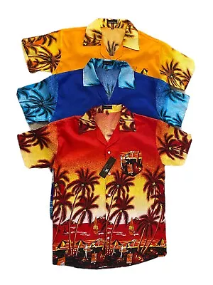 £7.99 • Buy Mens Hawaiian Palm Shirt Stag Beach Shirt Summer Party Holiday Pool Bar Shirt