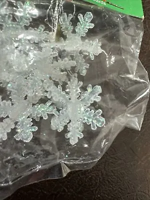 Vintage 1” Christmas Iridescent Plastic Snow Flake Ornaments Lee Wards Crafts • $19.99