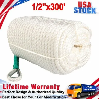 $53.59 • Buy 1/2 Inch By 300 Feet Twisted Anchor Rope Nylon Three Strand Dock-line Rope Boat
