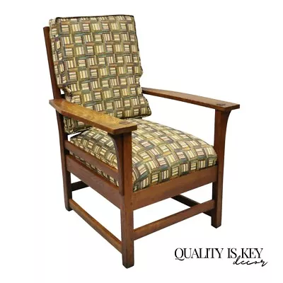 L & JG Stickley Mission Oak Arts & Crafts Lounge Arm Chair Spring Seat Cushion • $1800