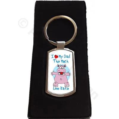 Personalised I Love My Dad | Mum | Nan | Grandad Metal Keyring Key Fob Gift • £5.99