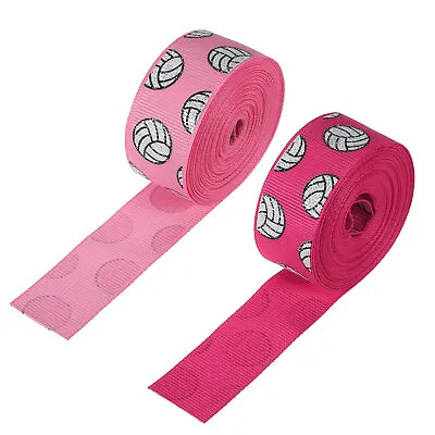2Roll 7/8 ×5Yard Volleyball Grosgrain Craft Ribbon Burlap Ribbon Rose Red Pink • $10.79