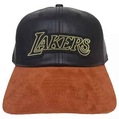 Mitchell & Ness LA Lakers NBA Strapback Hat Black Leather Brown Suede Cap New • $29.99