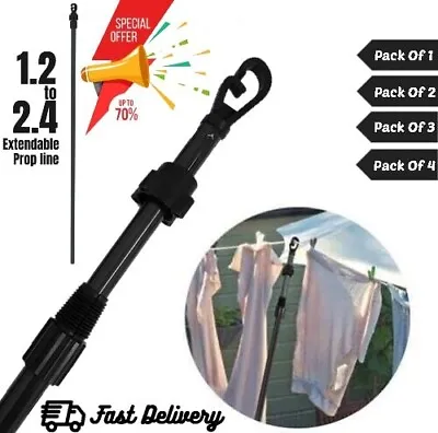 2.4m Extendable Prop Line Heavy Duty Clothes Washing Pole Outdoor Support Dry Uk • £13.99