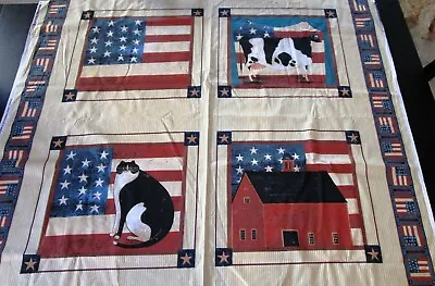 $9.99 • Buy  PATRIOTIC ANIMALS Print Fabric * Panel Pillows * Warren Kimble * Cow Barn Cat 
