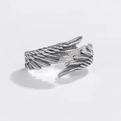 £3.47 • Buy 925 Sterling Silver Vintage Angel Wing Adjustable Ring Womens Jewellery New UK