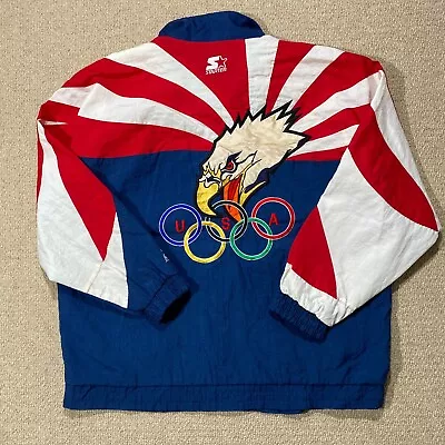 VINTAGE Starter Olympics Jacket Mens Large Atlanta 1996 Olympic Games Eagle USA • £79.99