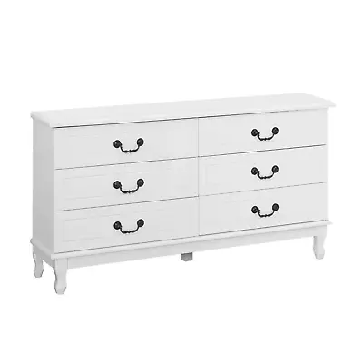 Artiss Chest Of Drawers Dresser Table Lowboy Storage Cabinet White KUBI Bedroom • $209.43