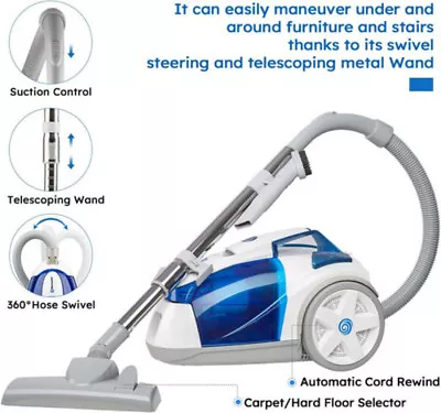 Vacmaster Bagless Canister Vacuum Portable Cyclonic Corded Vacuum Cleaner • $75.59