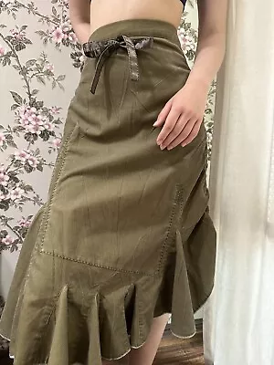 Marithe Francois Girbaud Y2K Skirt Corduroy Avant Garde Khaki Assymetric Sz M • $135