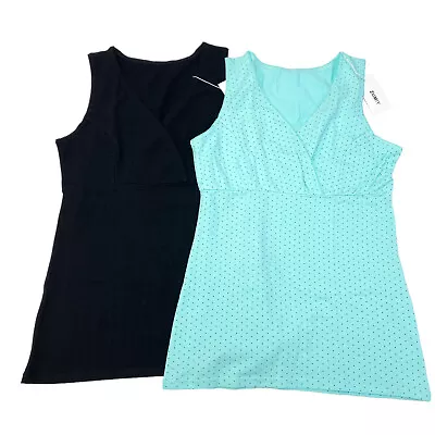 Zumiy Womens Size S Maternity Nursing Tank Tops Black/Blue Polka Dot (2 Pack) • $7.99