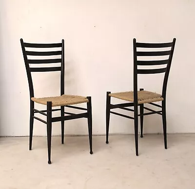 Set Of Two Mid-Century Otto Gerdau Italy Chairs Gio Ponti Cassina Chiavari Style • $149.99