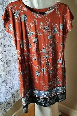 J Jill Sz Medium Boho Multi-color Floral Short Sleeve Dress • $19.66