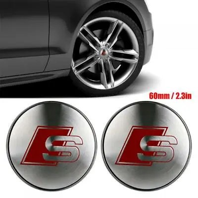 4X Sline Centre Caps Silver Red 60mm SLine A3 A4 A6 Set Of 4 Alloy Wheel Hub  • $18.99