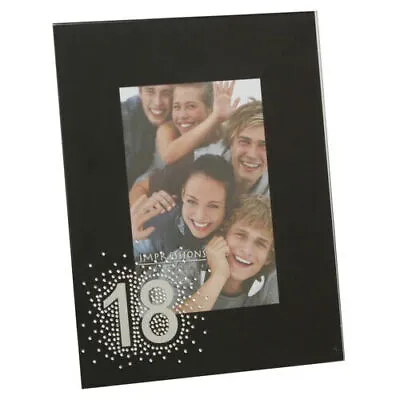 £4.99 • Buy 18th Birthday Picture Photo Frame Mirror Glass Gift 4  X 6  Present Stand Black