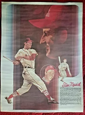 1970s St Louis Cardinals Stan Musial Coca Cola Coke Baseball Poster NOS 136 • $26.99