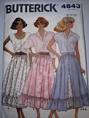 Vintage Butterick 4843 Pattern Flared Full Ruffled Maxi Skirt Uncut Size 8-10-12 • $8.95