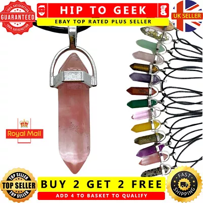 Natural Quartz Chakra Crystal Healing Point Cut Gemstone Necklace Reiki Pendant  • $2.47