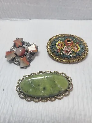 Lot 3 Vintage Brooches Celtic Cross Britain Micro Mosaic Italy • $52