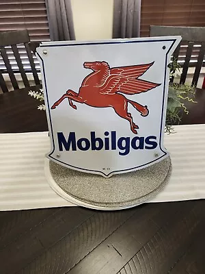 Original 1950s Mobilgas Pegasus Porcelain Advertising Gas Pump Sign • $675