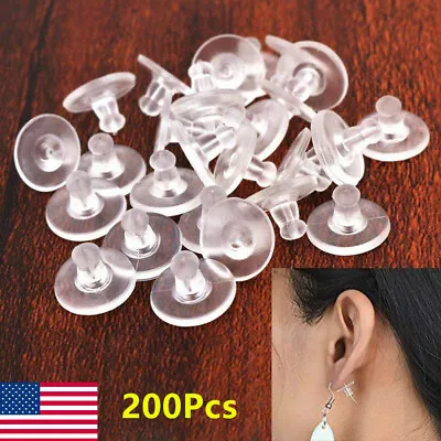 200 Pcs Clear Silicone Earring Backs Safety Locking Stoppers Post Replacement US • $4.08