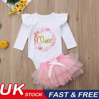 £11.99 • Buy Newborn Baby Girls 1st Birthday Tops Romper Tutu Skirt Dress Outfits Clothes