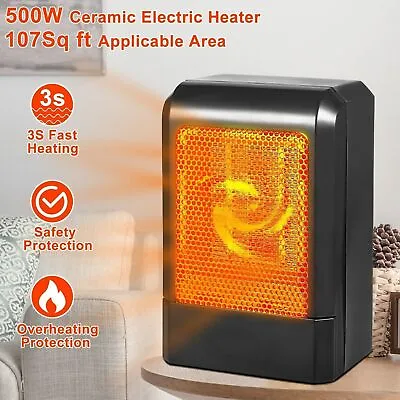 500-Watt Portable Ceramic Small Space Personal Mini Electric Heater Home Office • $22.42