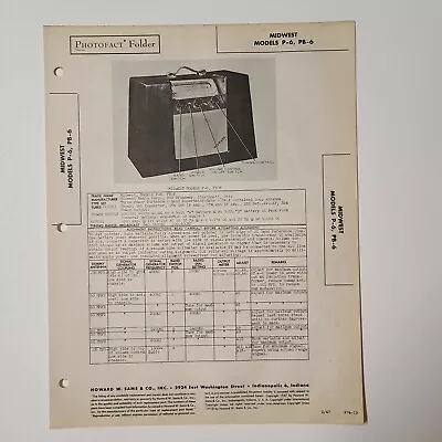 Sams Photofact Service Manual 14-19 Midwest Radio Models P-6 Pb-6 • $2.99