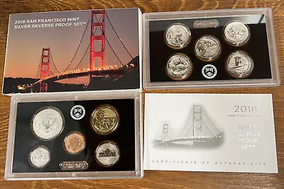 2018 S US Mint Silver Reverse Proof Set - 10 Coins W/ Box & COA • £106.01