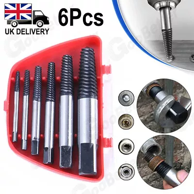 6Pcs Broken Screw Extractor Remover Set Easy Out Damaged Stripped Drill Bit Bolt • £5.52